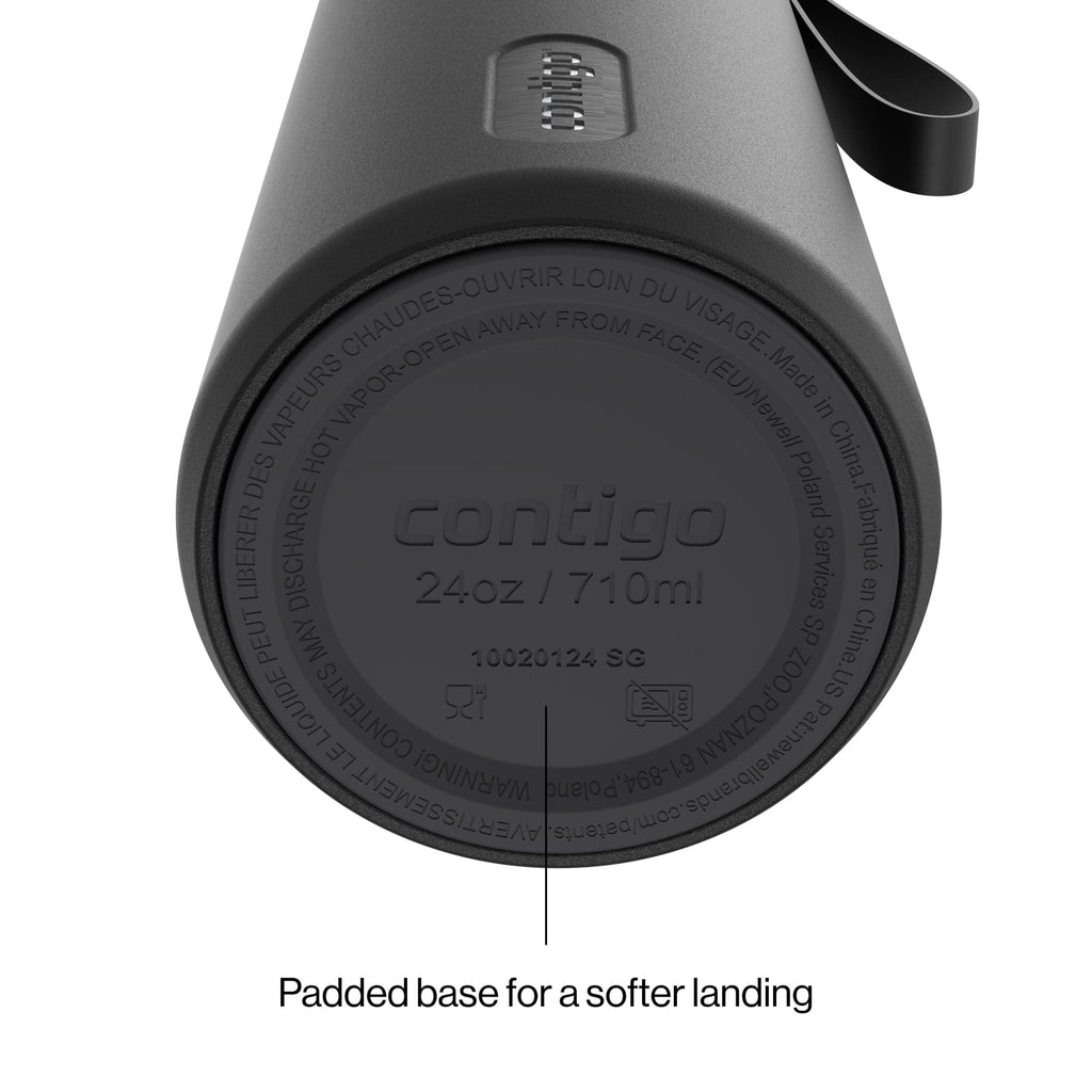 Contigo SnapSeal Leakproof Stainless Steel Reusable Water Bottle with Carrying Strap, Dark Blue/Bronze, 24 oz - Pick 589