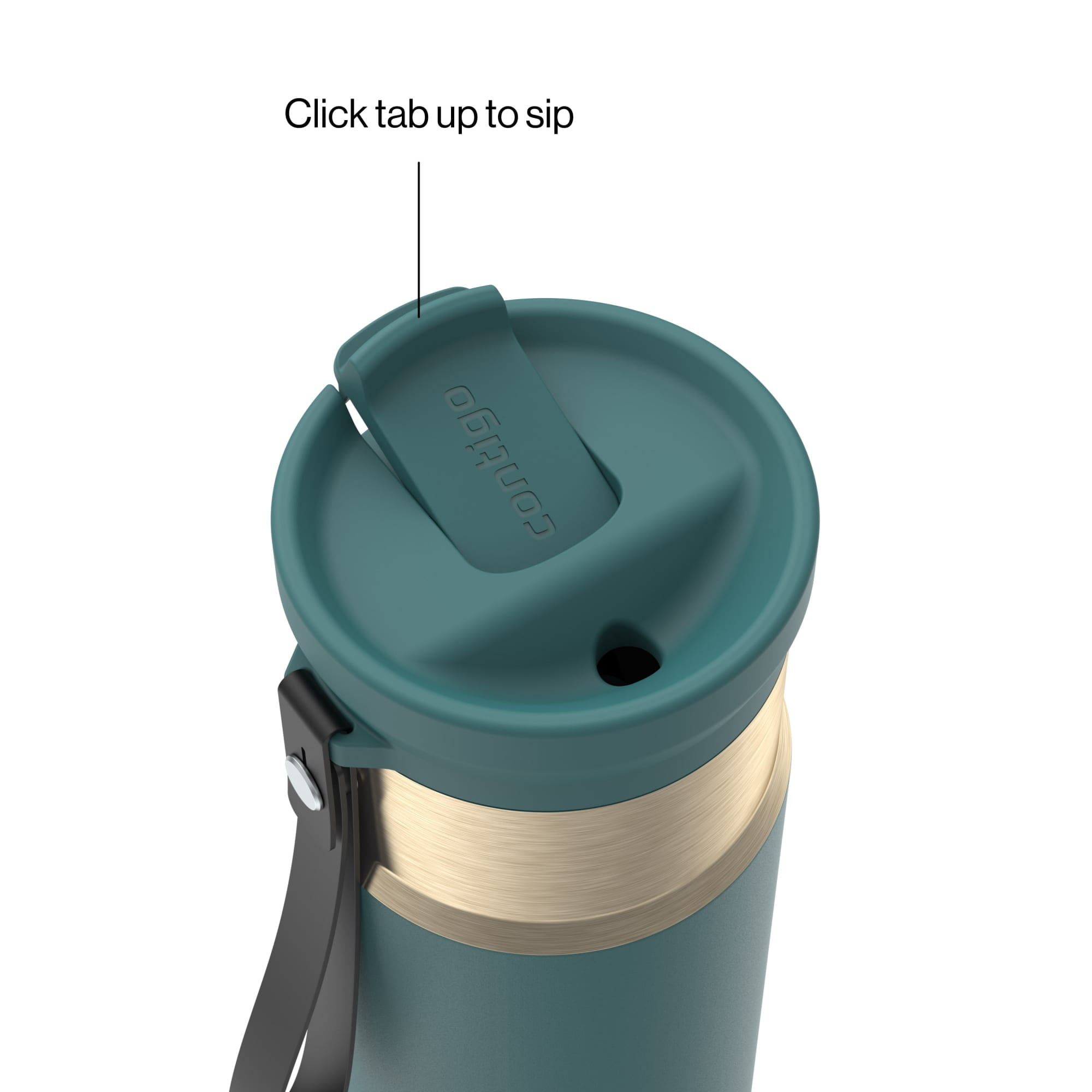 Contigo SnapSeal Leakproof Stainless Steel Reusable Water Bottle with Carrying Strap, Dark Blue/Bronze, 24 oz - Pick 589