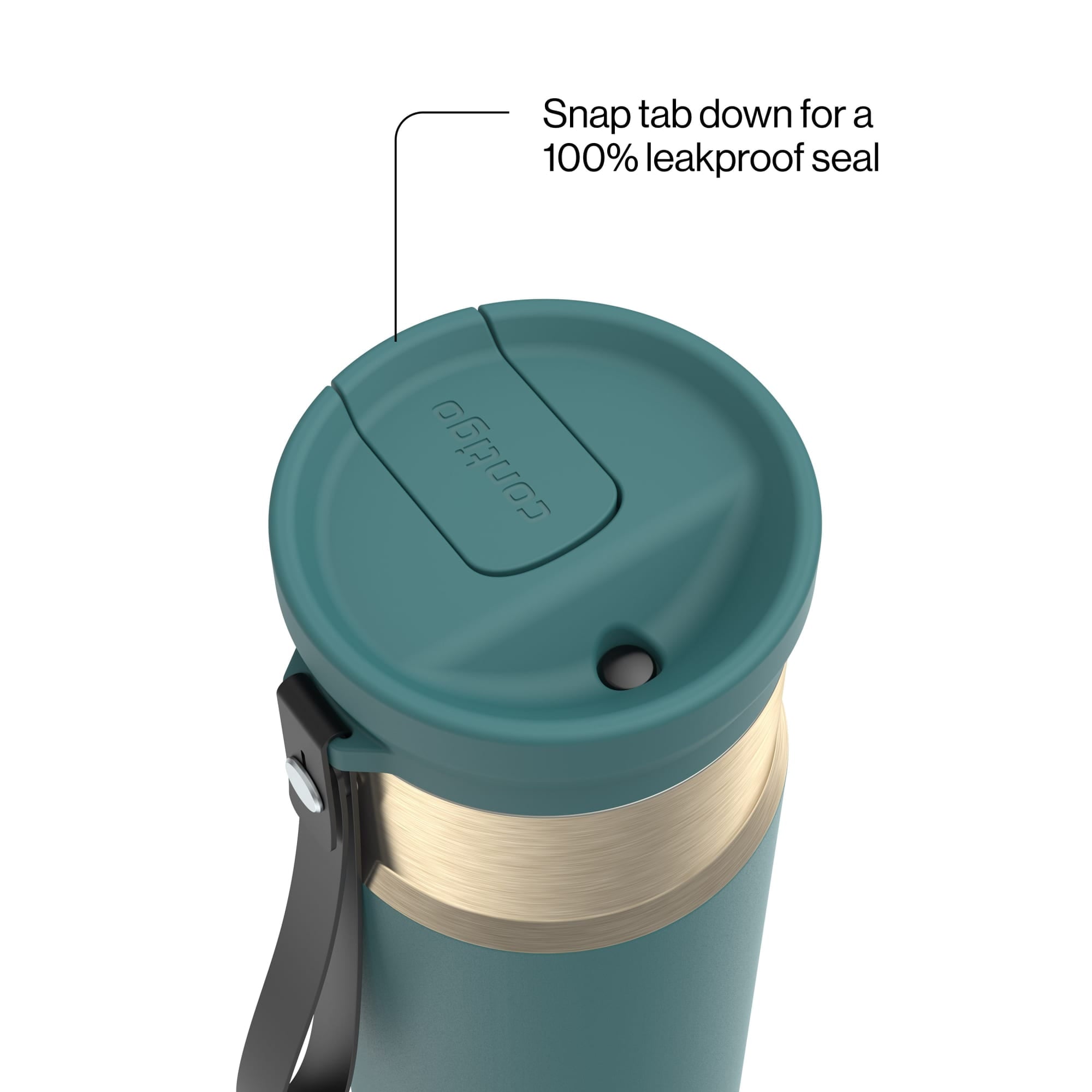 Contigo SnapSeal Leakproof Stainless Steel Reusable Water Bottle with Carrying Strap, Dark Blue/Bronze, 24 oz - Pick 589