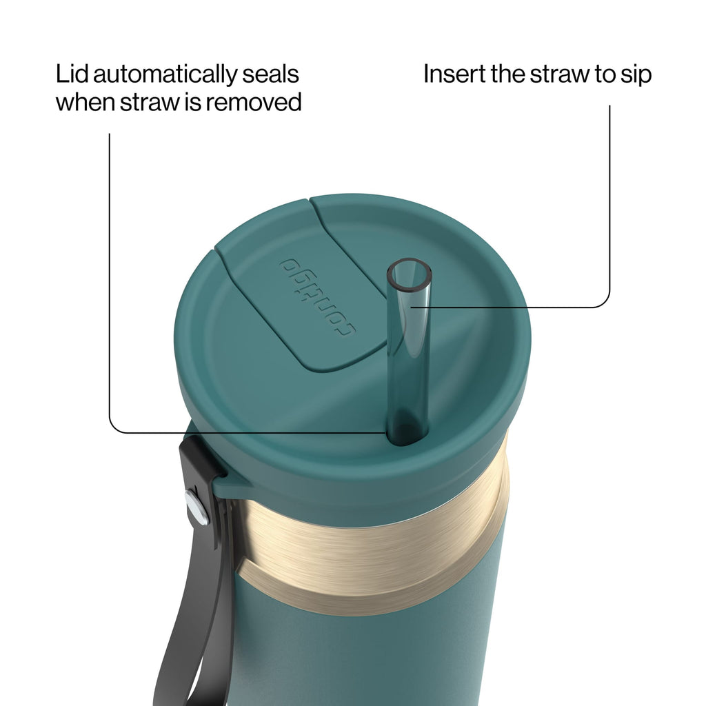 Contigo SnapSeal Leakproof Stainless Steel Reusable Water Bottle with Carrying Strap, Dark Blue/Bronze, 24 oz - Pick 589