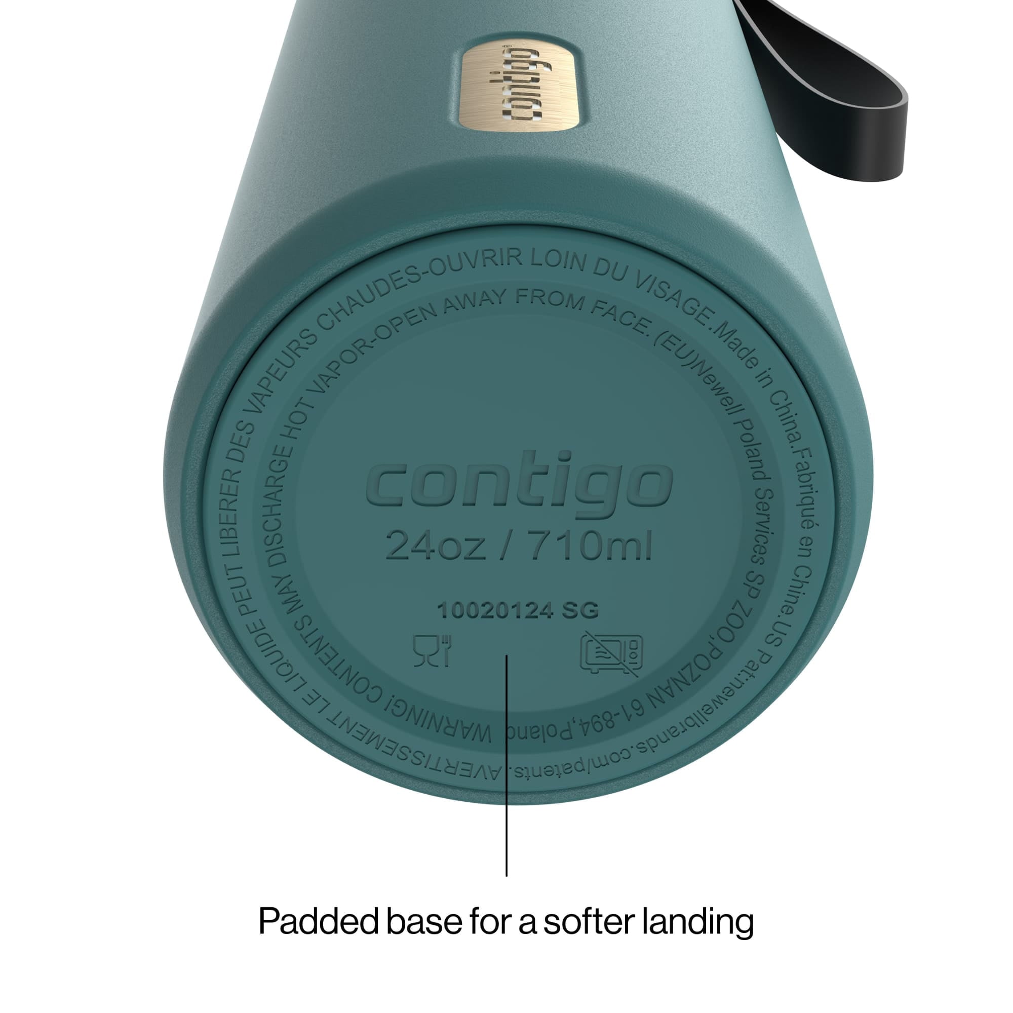 Contigo SnapSeal Leakproof Stainless Steel Reusable Water Bottle with Carrying Strap, Dark Blue/Bronze, 24 oz - Pick 589