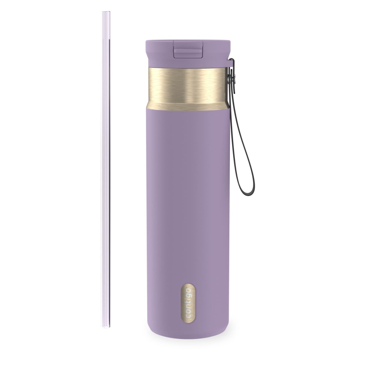 Contigo SnapSeal Leakproof Stainless Steel Reusable Water Bottle with Carrying Strap, Dark Blue/Bronze, 24 oz - Pick 589