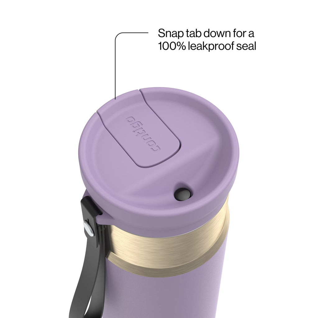 Contigo SnapSeal Leakproof Stainless Steel Reusable Water Bottle with Carrying Strap, Dark Blue/Bronze, 24 oz - Pick 589