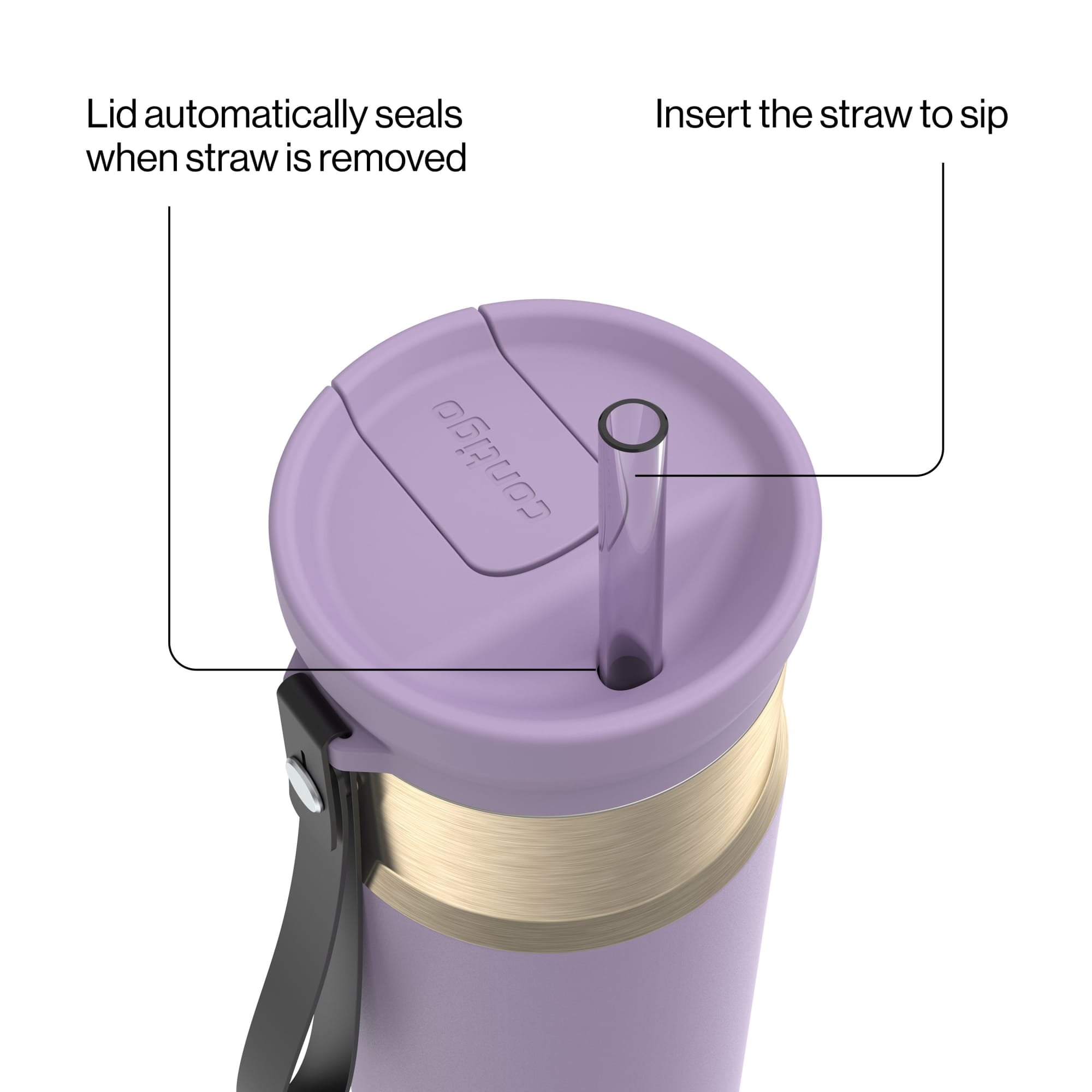 Contigo SnapSeal Leakproof Stainless Steel Reusable Water Bottle with Carrying Strap, Dark Blue/Bronze, 24 oz - Pick 589