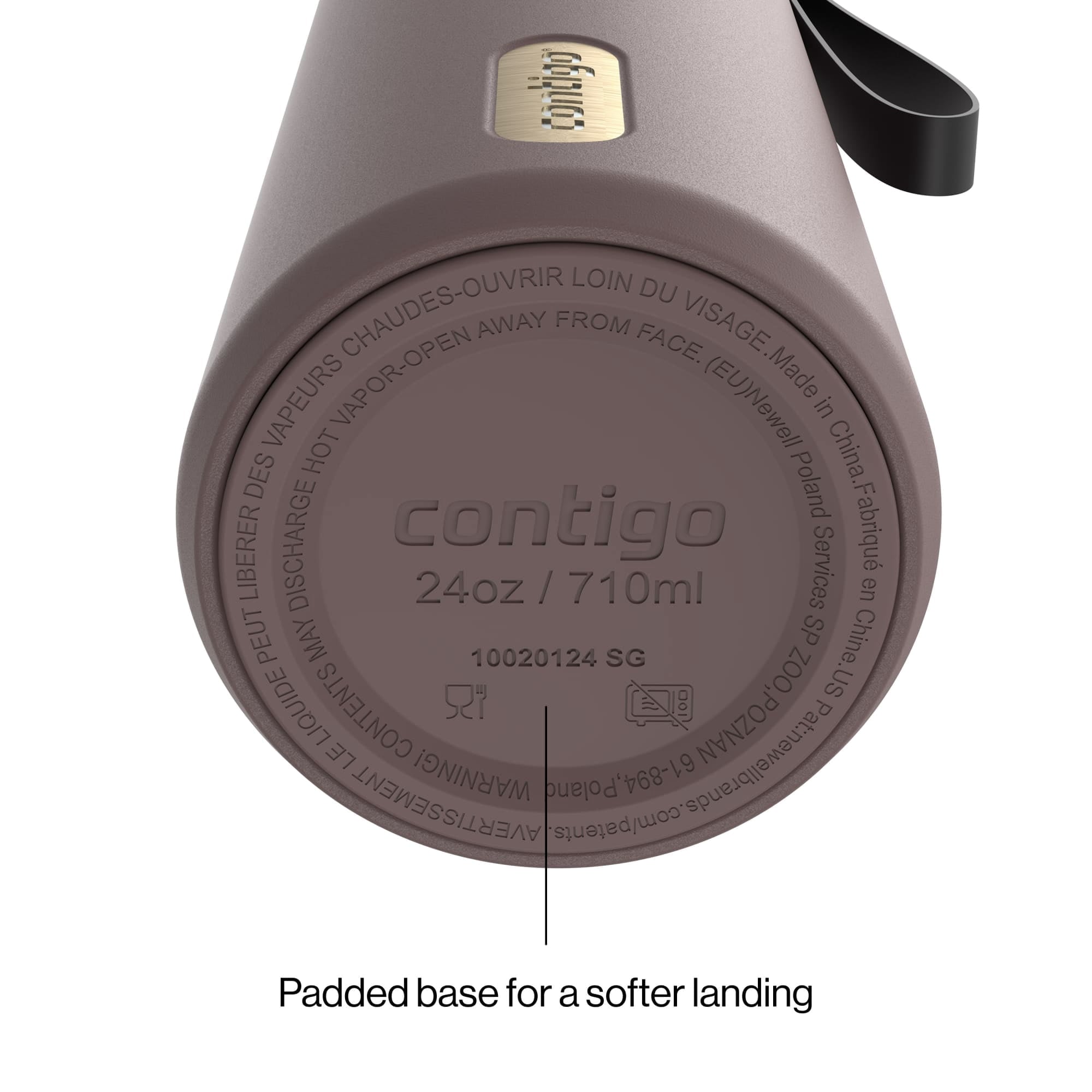 Contigo SnapSeal Leakproof Stainless Steel Reusable Water Bottle with Carrying Strap, Dark Blue/Bronze, 24 oz - Pick 589