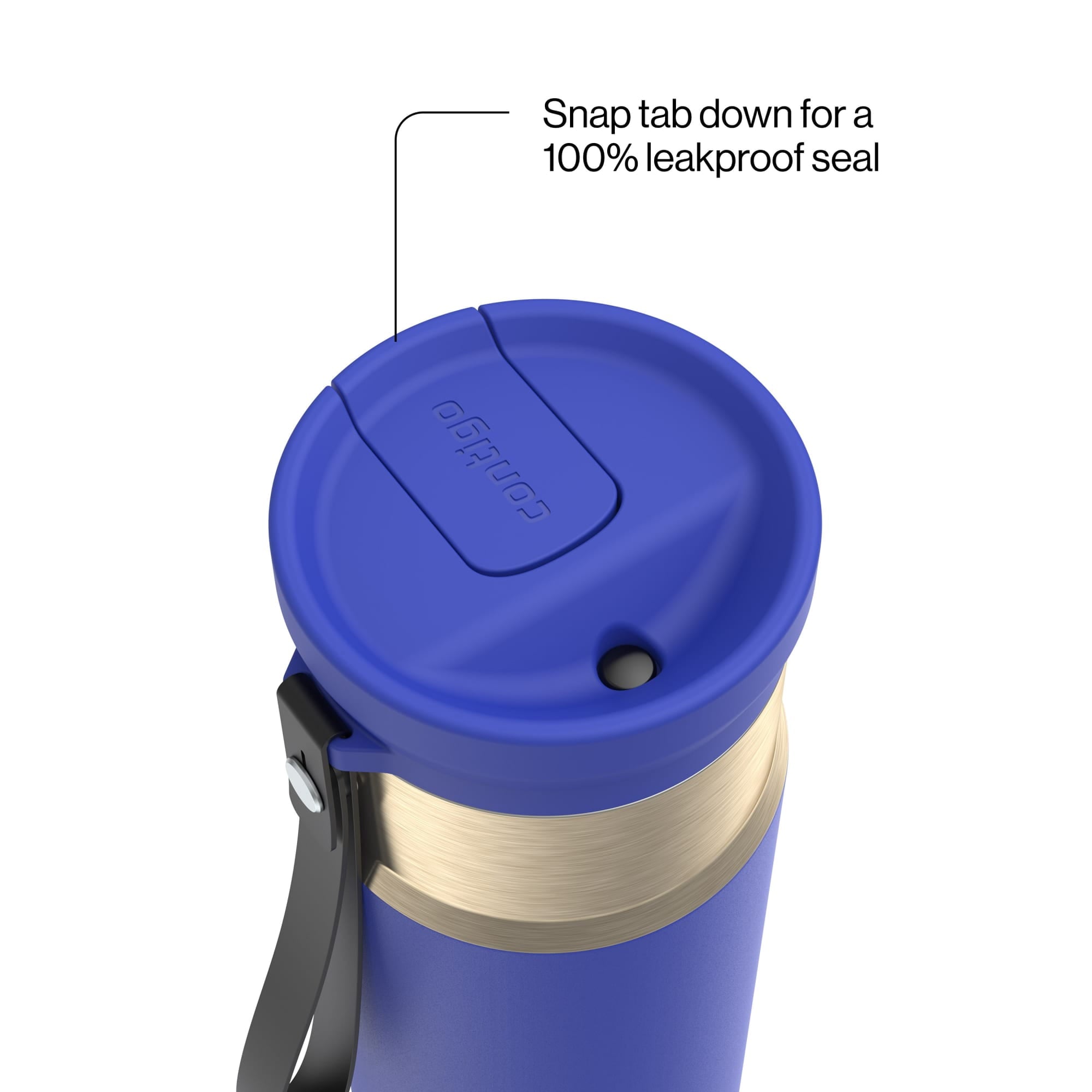 Contigo SnapSeal Leakproof Stainless Steel Reusable Water Bottle with Carrying Strap, Dark Blue/Bronze, 24 oz - Pick 589