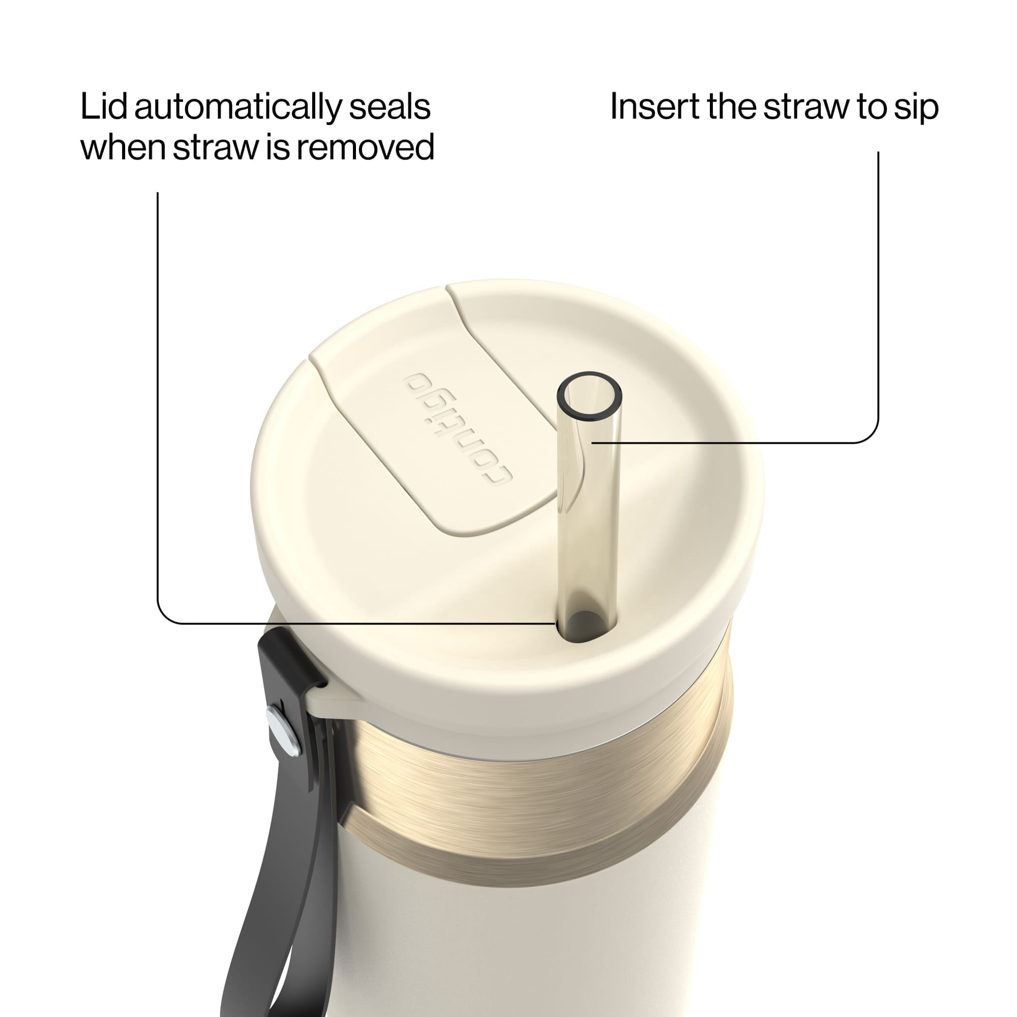 Contigo SnapSeal Leakproof Stainless Steel Reusable Water Bottle with Carrying Strap, Dark Blue/Bronze, 24 oz - Pick 589