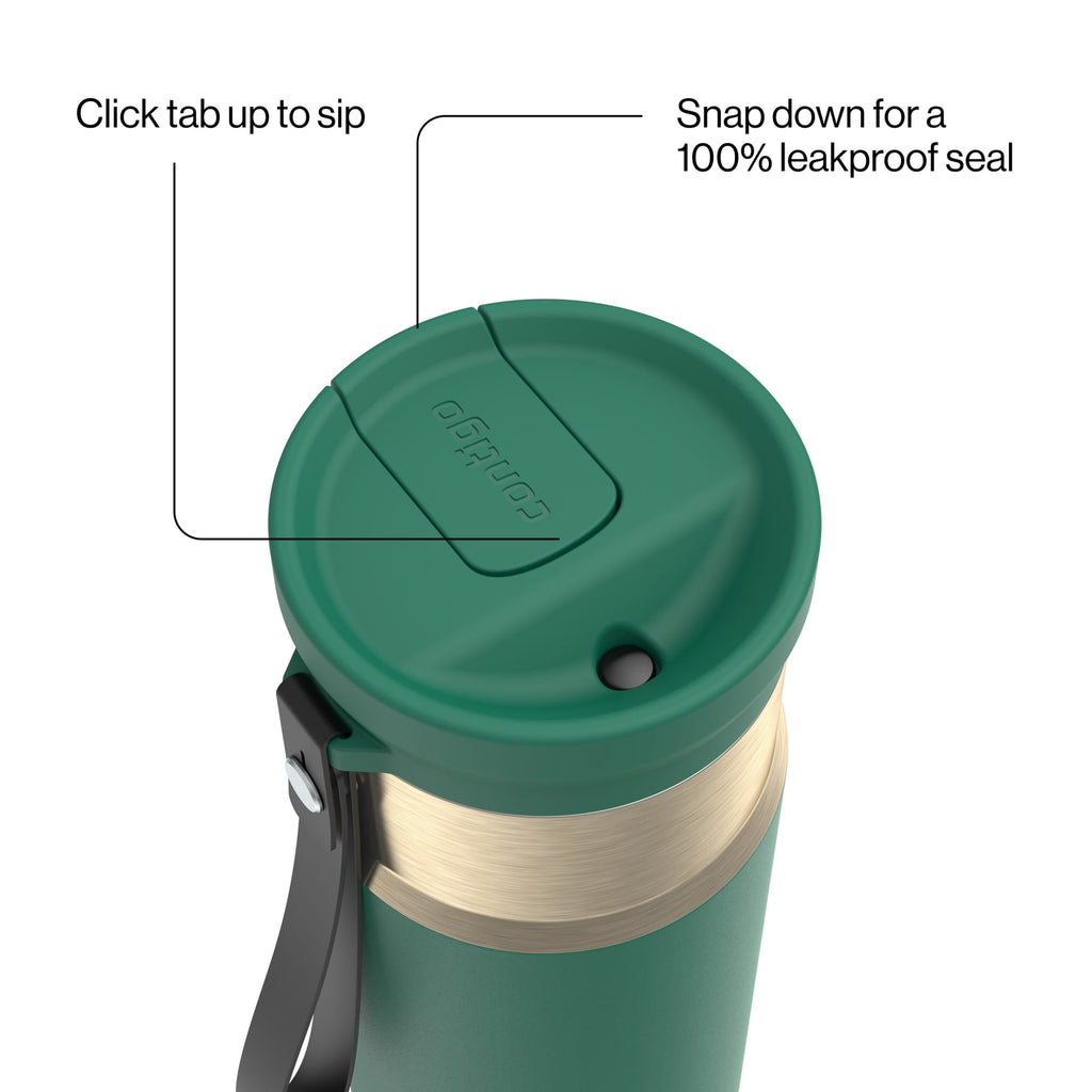 Contigo SnapSeal Leakproof Stainless Steel Reusable Water Bottle with Carrying Strap, Dark Blue/Bronze, 24 oz - Pick 589