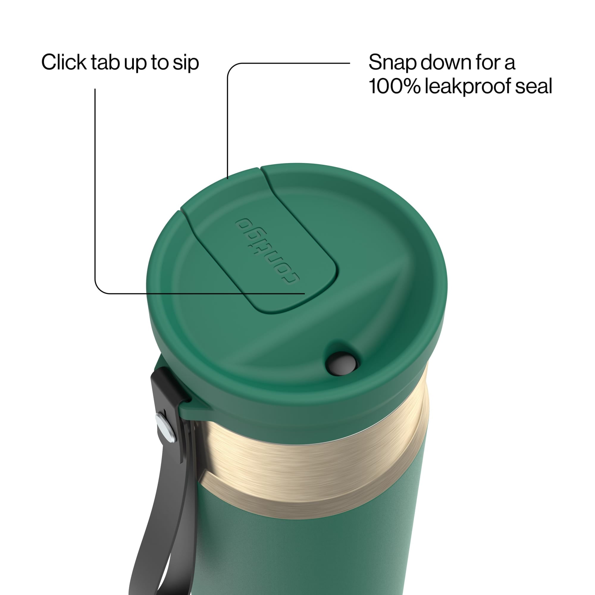 Contigo SnapSeal Leakproof Stainless Steel Reusable Water Bottle with Carrying Strap, Dark Blue/Bronze, 24 oz - Pick 589