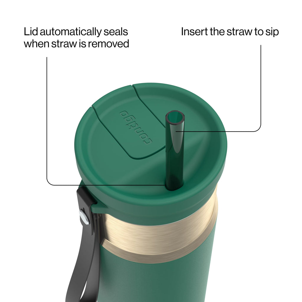 Contigo SnapSeal Leakproof Stainless Steel Reusable Water Bottle with Carrying Strap, Dark Blue/Bronze, 24 oz - Pick 589