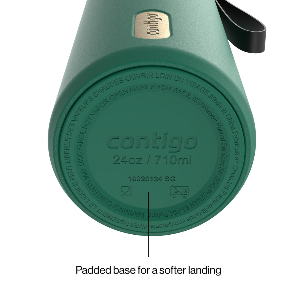 Contigo SnapSeal Leakproof Stainless Steel Reusable Water Bottle with Carrying Strap, Dark Blue/Bronze, 24 oz - Pick 589