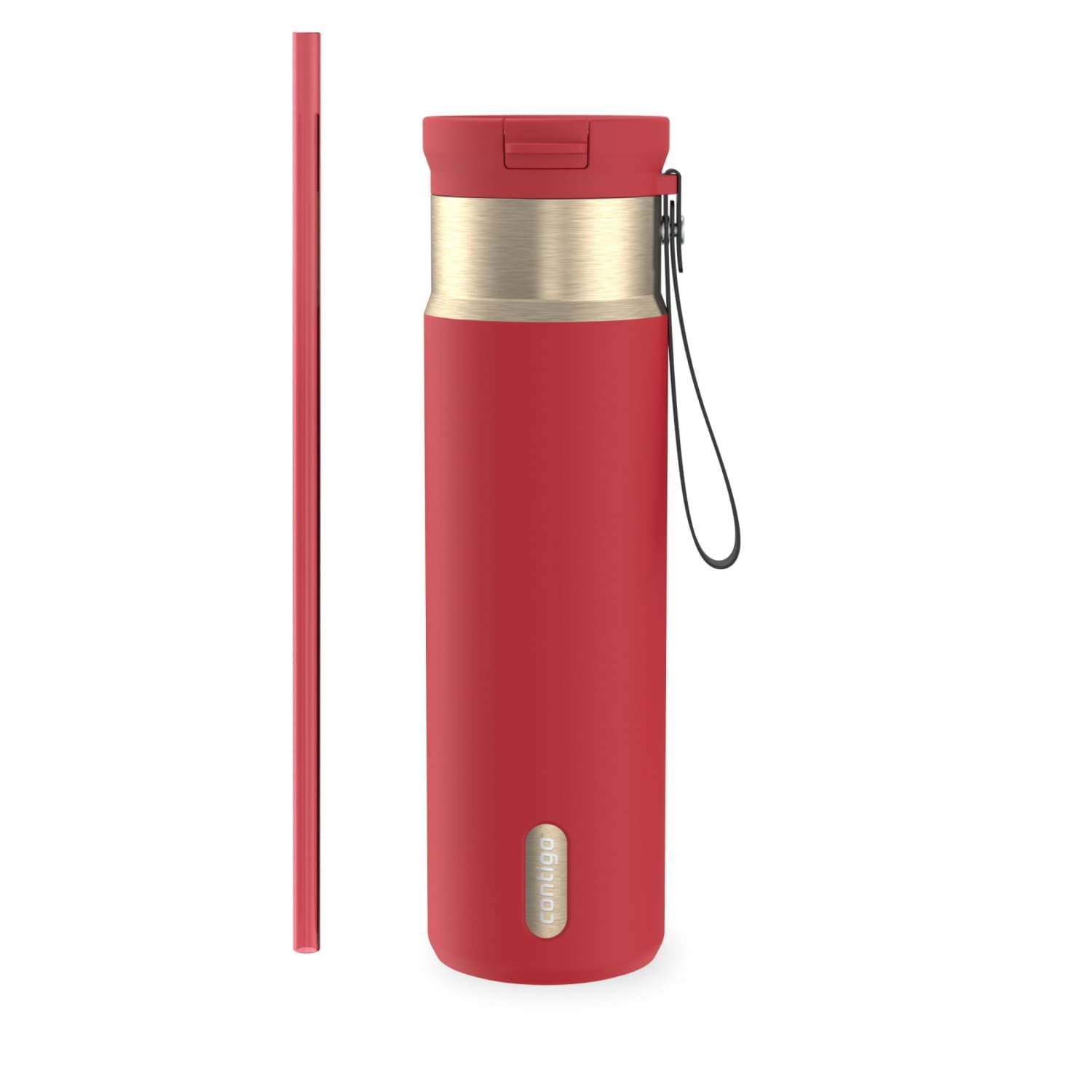 Contigo SnapSeal Leakproof Stainless Steel Reusable Water Bottle with Carrying Strap, Dark Blue/Bronze, 24 oz - Pick 589