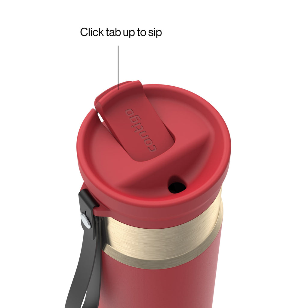 Contigo SnapSeal Leakproof Stainless Steel Reusable Water Bottle with Carrying Strap, Dark Blue/Bronze, 24 oz - Pick 589