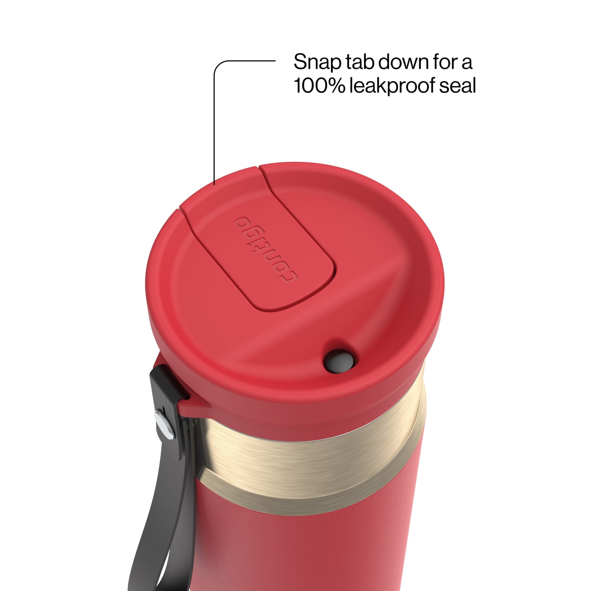 Contigo SnapSeal Leakproof Stainless Steel Reusable Water Bottle with Carrying Strap, Dark Blue/Bronze, 24 oz - Pick 589