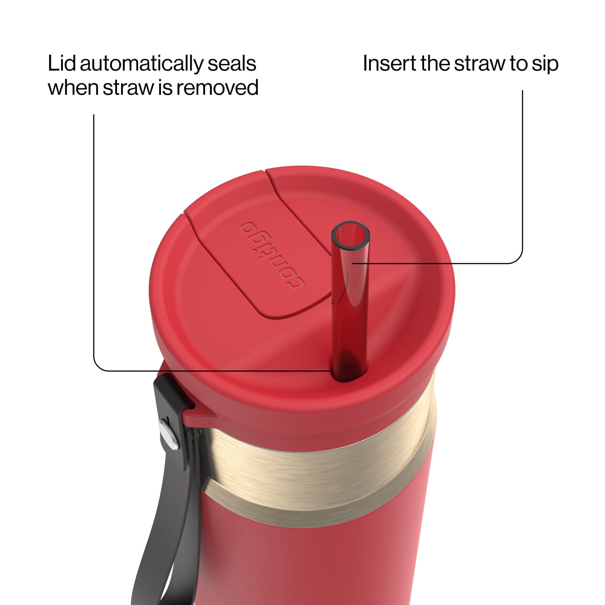 Contigo SnapSeal Leakproof Stainless Steel Reusable Water Bottle with Carrying Strap, Dark Blue/Bronze, 24 oz - Pick 589