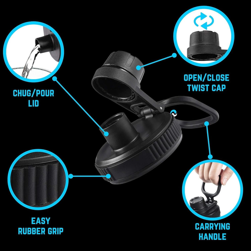 Hydraflow Wide Mouth Spout Twist Chug Nalgene Replacement Lid | Compatible with Nalgene 32 oz Wide Mouth Lid, Hydroflask &amp; Many  Top Water Bottle Brands Sizes 12 16 18 20 32 40 64 Oz - Pick 948