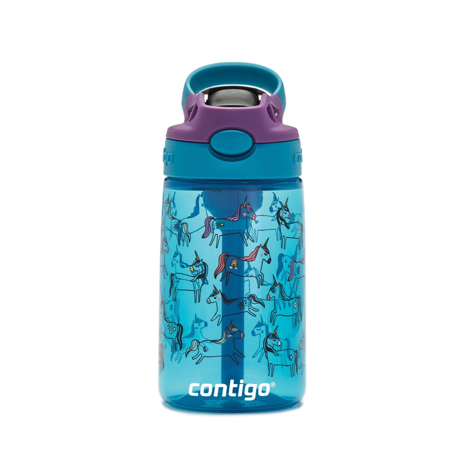 Contigo Kids AUTOSPOUT Straw Water Bottle with Easy-Clean Lid, 14 oz., Juniper Unicorns - Pick 592
