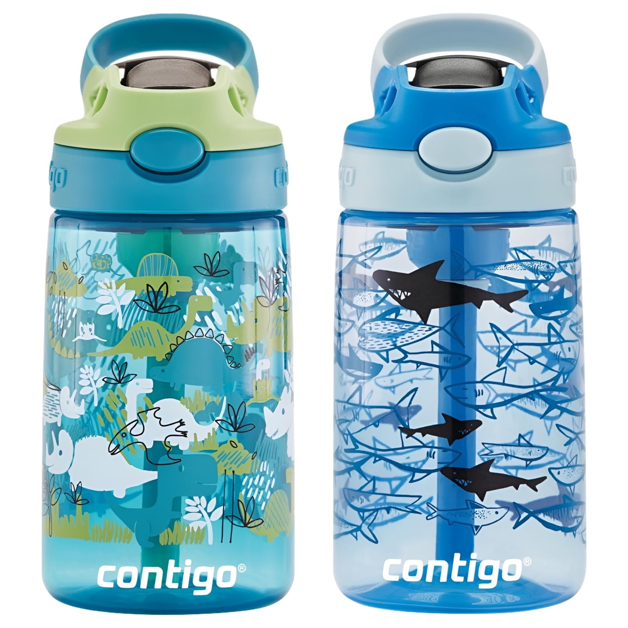 Contigo Kids 2-Pack Straw Water Bottle, 14 oz - Dinos/Sharks - Pick 938