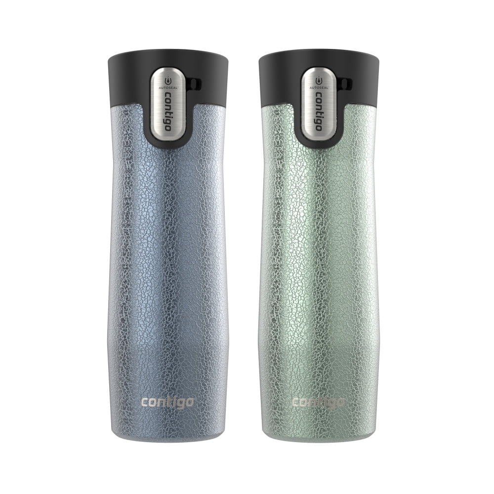 Contigo AUTOSEAL West Loop Vacuum-Insulated Stainless Steel Travel Mug with Easy-Clean Lid, 20 oz, Crystal Lakeside &amp; Crystal Agave, 2-Pack - Pick 482