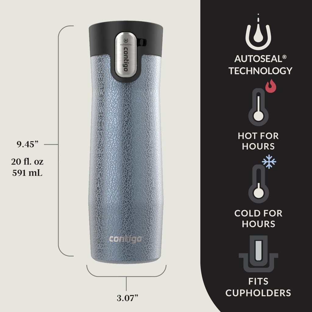 Contigo AUTOSEAL West Loop Vacuum-Insulated Stainless Steel Travel Mug with Easy-Clean Lid, 20 oz, Crystal Lakeside &amp; Crystal Agave, 2-Pack - Pick 482
