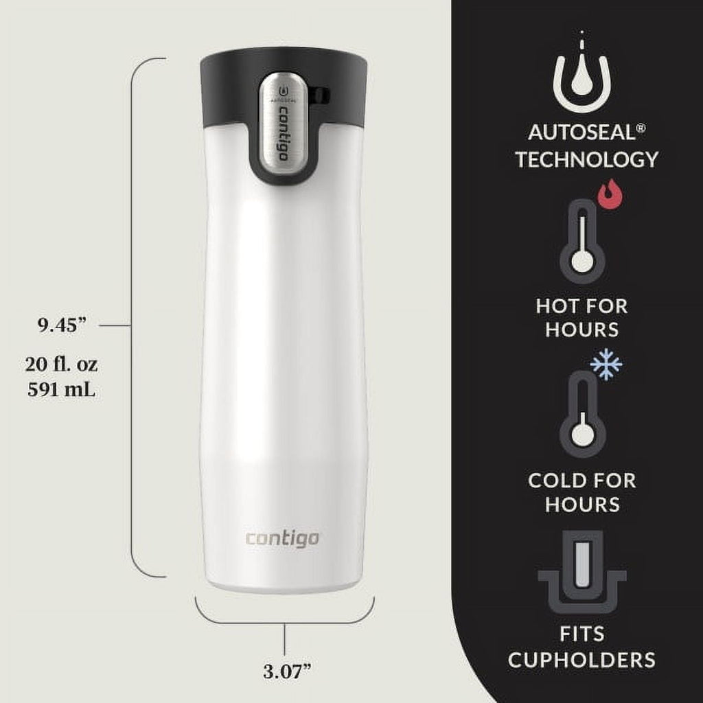 Contigo AUTOSEAL West Loop Vacuum-Insulated Stainless Steel Travel Mug with Easy-Clean Lid, 20 oz, Crystal Lakeside &amp; Crystal Agave, 2-Pack - Pick 482