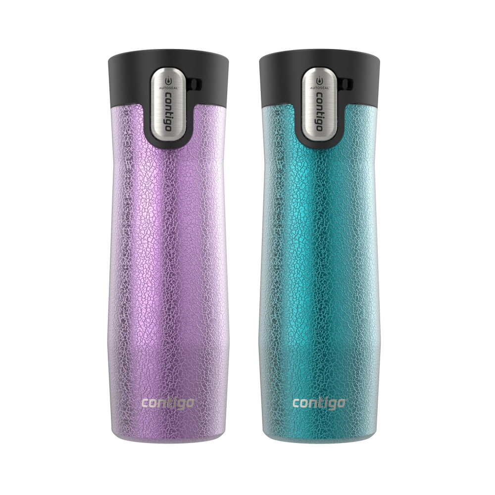 Contigo AUTOSEAL West Loop Vacuum-Insulated Stainless Steel Travel Mug with Easy-Clean Lid, 20 oz, Crystal Lakeside &amp; Crystal Agave, 2-Pack - Pick 482