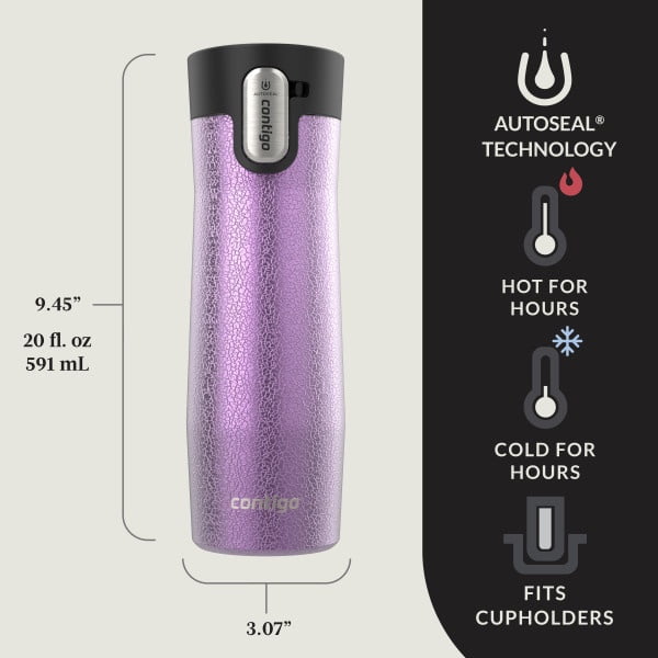 Contigo AUTOSEAL West Loop Vacuum-Insulated Stainless Steel Travel Mug with Easy-Clean Lid, 20 oz, Crystal Lakeside &amp; Crystal Agave, 2-Pack - Pick 482