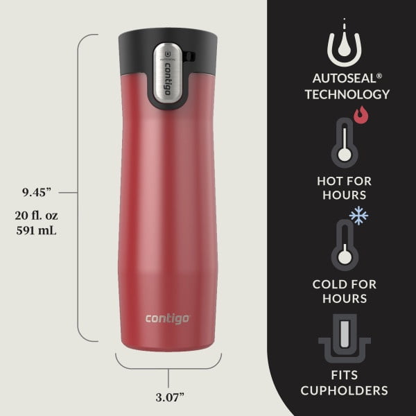 Contigo AUTOSEAL West Loop Vacuum-Insulated Stainless Steel Travel Mug with Easy-Clean Lid, 20 oz, Crystal Lakeside &amp; Crystal Agave, 2-Pack - Pick 482