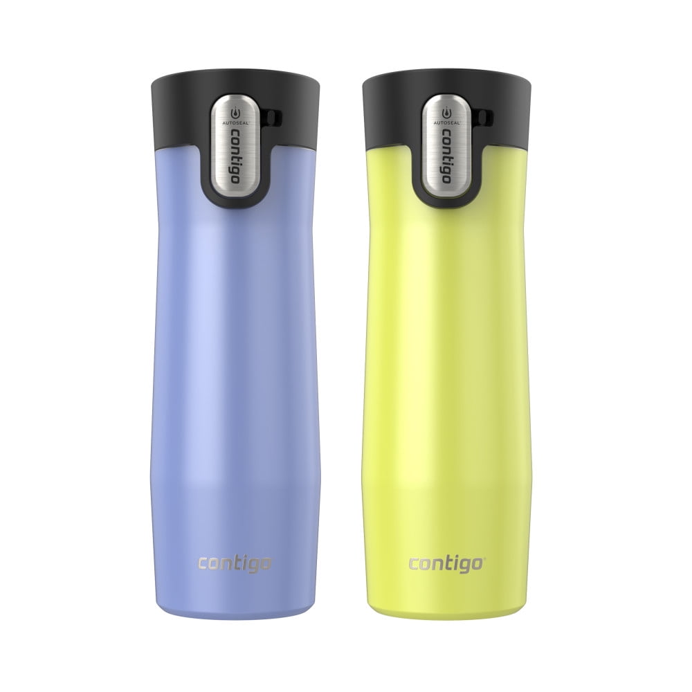 Contigo AUTOSEAL West Loop Vacuum-Insulated Stainless Steel Travel Mug with Easy-Clean Lid, 20 oz, Crystal Lakeside &amp; Crystal Agave, 2-Pack - Pick 482