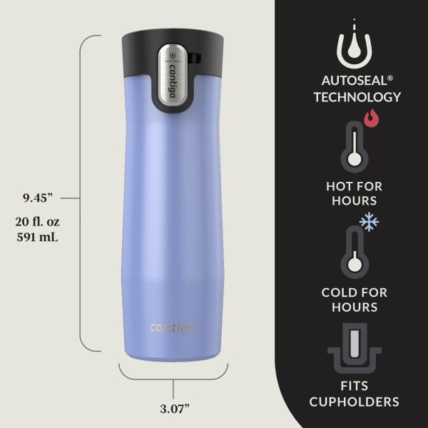 Contigo AUTOSEAL West Loop Vacuum-Insulated Stainless Steel Travel Mug with Easy-Clean Lid, 20 oz, Crystal Lakeside &amp; Crystal Agave, 2-Pack - Pick 482