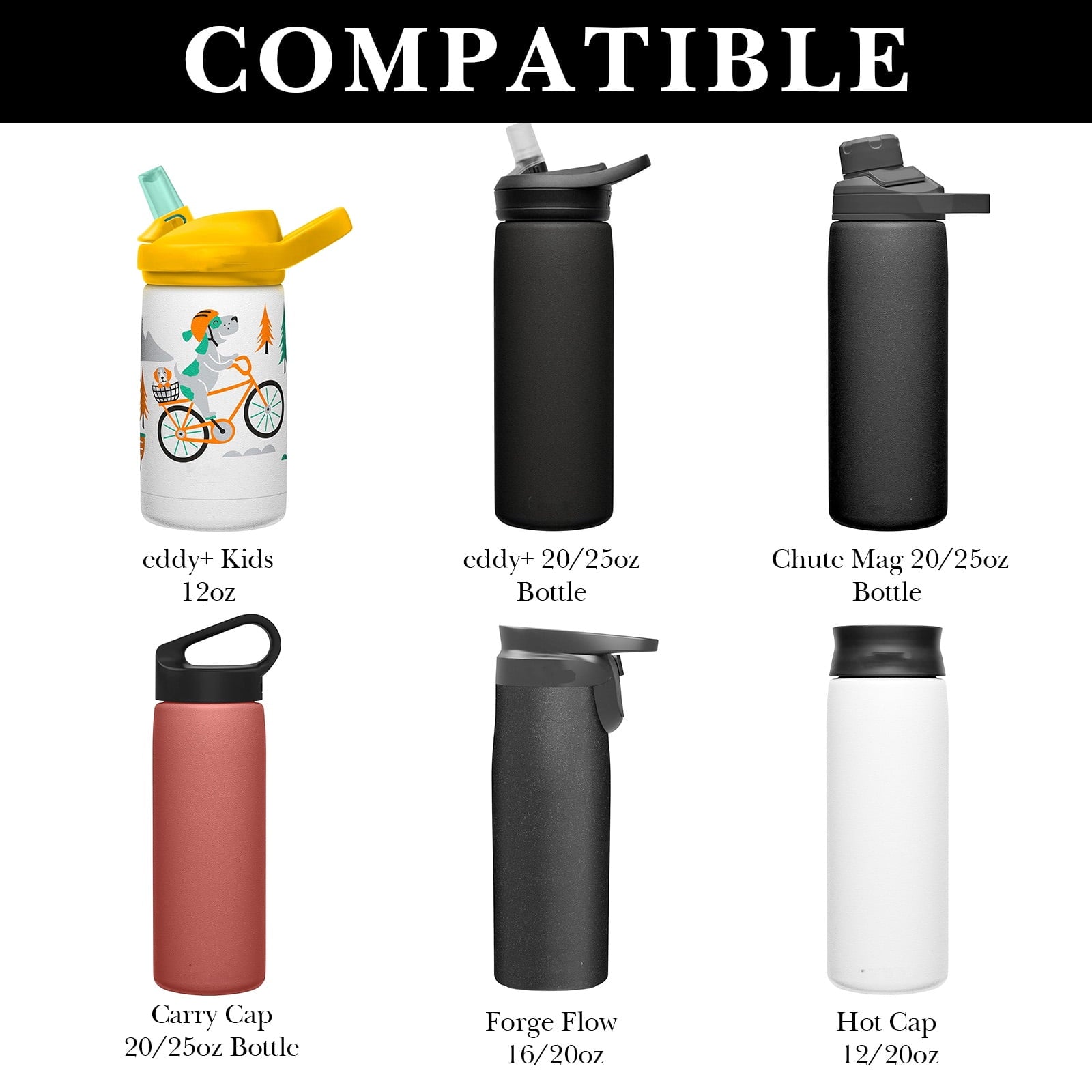 Linkidea 6 Pack Water Bottle Bottom Pad Compatible with CamelBak eddy+ Steel Bottle 20/25oz, Chute Mag Bottle, Silicone Anti-Slip Waterbottle Base Silencer Rubber Protector - Pick 852