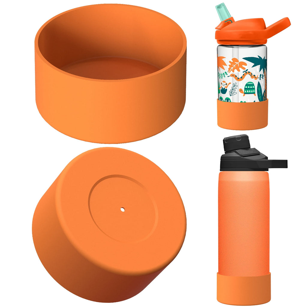 Linkidea 2 Pack Water Bottle Boot Compatible with CamelBak Eddy+20oz/25oz, Chute Mag 20oz/25oz, Carry Cap, Silicone Anti-Slip Bottle Bottom Bumper Protector (Orange) - Pick 181