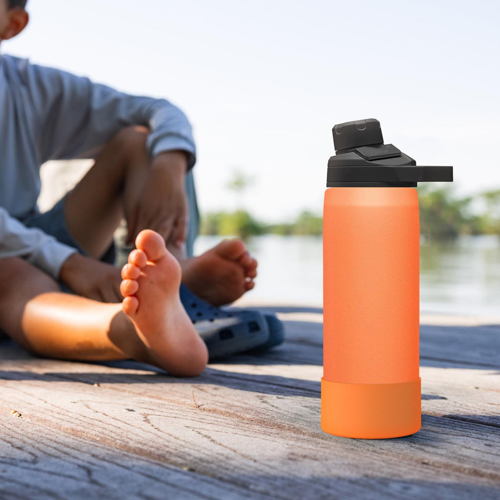 Linkidea 2 Pack Water Bottle Boot Compatible with CamelBak Eddy+20oz/25oz, Chute Mag 20oz/25oz, Carry Cap, Silicone Anti-Slip Bottle Bottom Bumper Protector (Orange) - Pick 181
