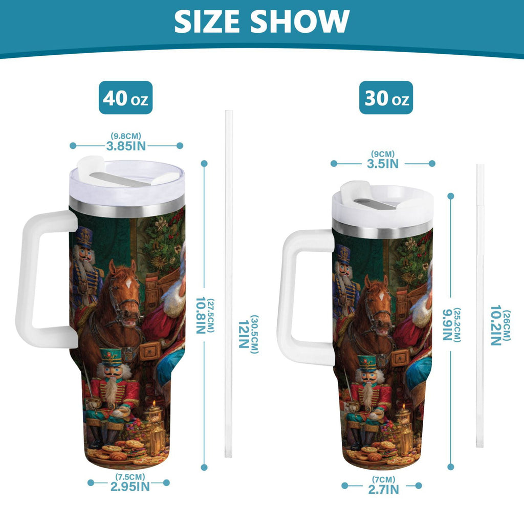 40 oz Insulated Stainless Steel Tumbler Double Wall Stainless Steel Tumbler with 2-Way Drinking Santa Eating Cookies - Pick 521