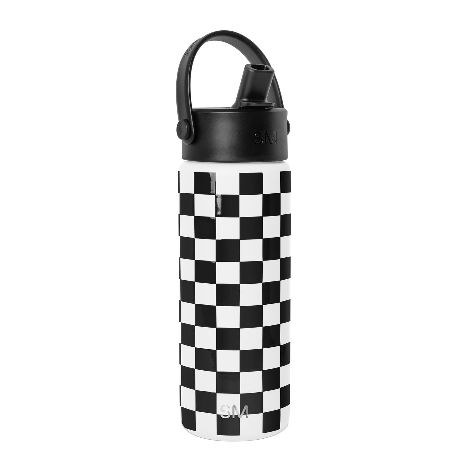 Simple Modern 18 fl oz Insulated Stainless Steel Summit Wide Mouth Water Bottle with Handle and Straw Lid|Black and White Checkmate - Pick 940