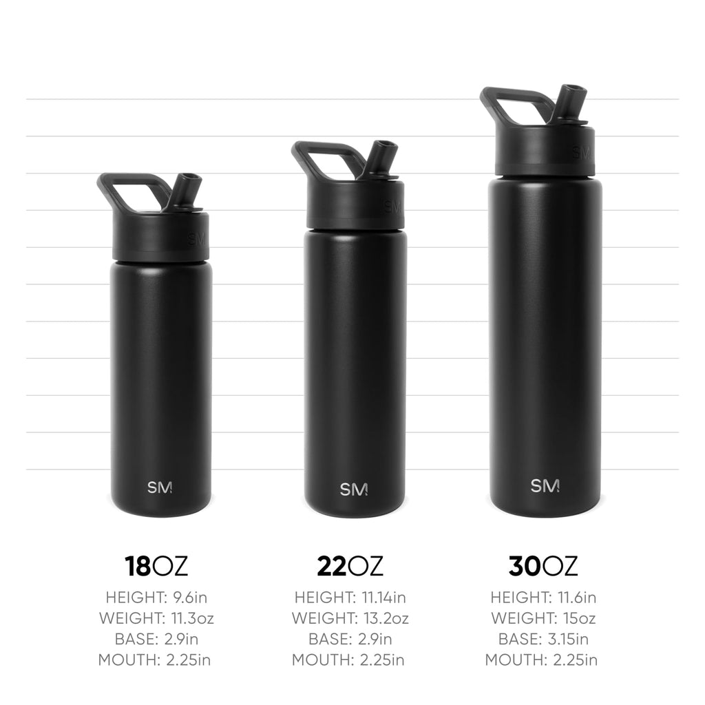 Simple Modern 18 fl oz Insulated Stainless Steel Summit Wide Mouth Water Bottle with Handle and Straw Lid|Black and White Checkmate - Pick 940