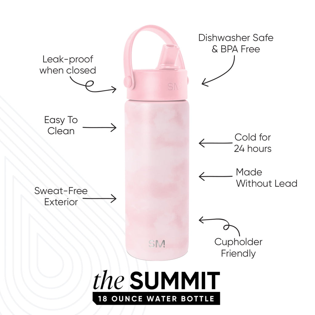 Simple Modern 18 fl oz Insulated Stainless Steel Summit Wide Mouth Water Bottle with Handle and Straw Lid|Black and White Checkmate - Pick 940