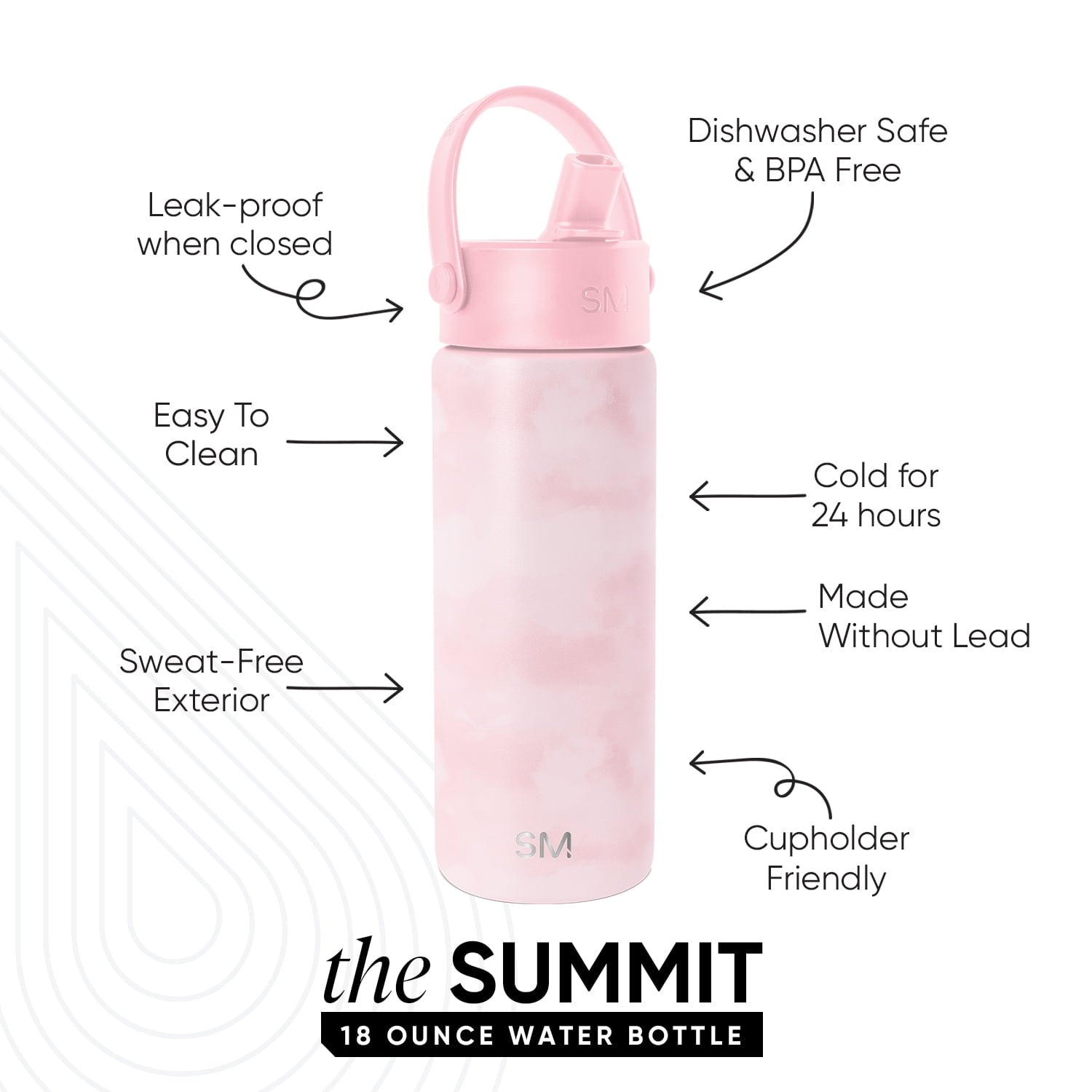 Simple Modern 18 fl oz Insulated Stainless Steel Summit Wide Mouth Water Bottle with Handle and Straw Lid|Black and White Checkmate - Pick 940