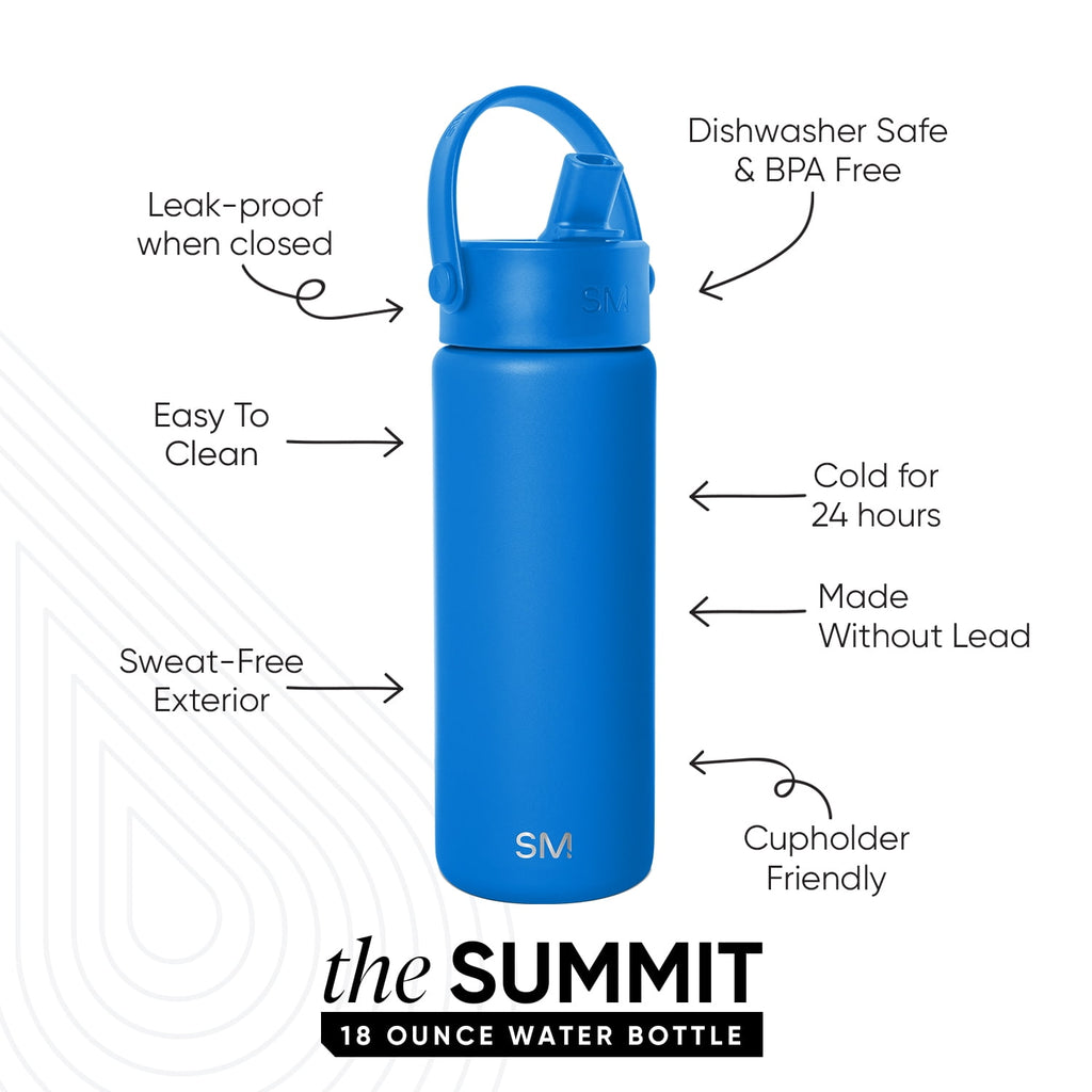 Simple Modern 18 fl oz Insulated Stainless Steel Summit Wide Mouth Water Bottle with Handle and Straw Lid|Black and White Checkmate - Pick 940