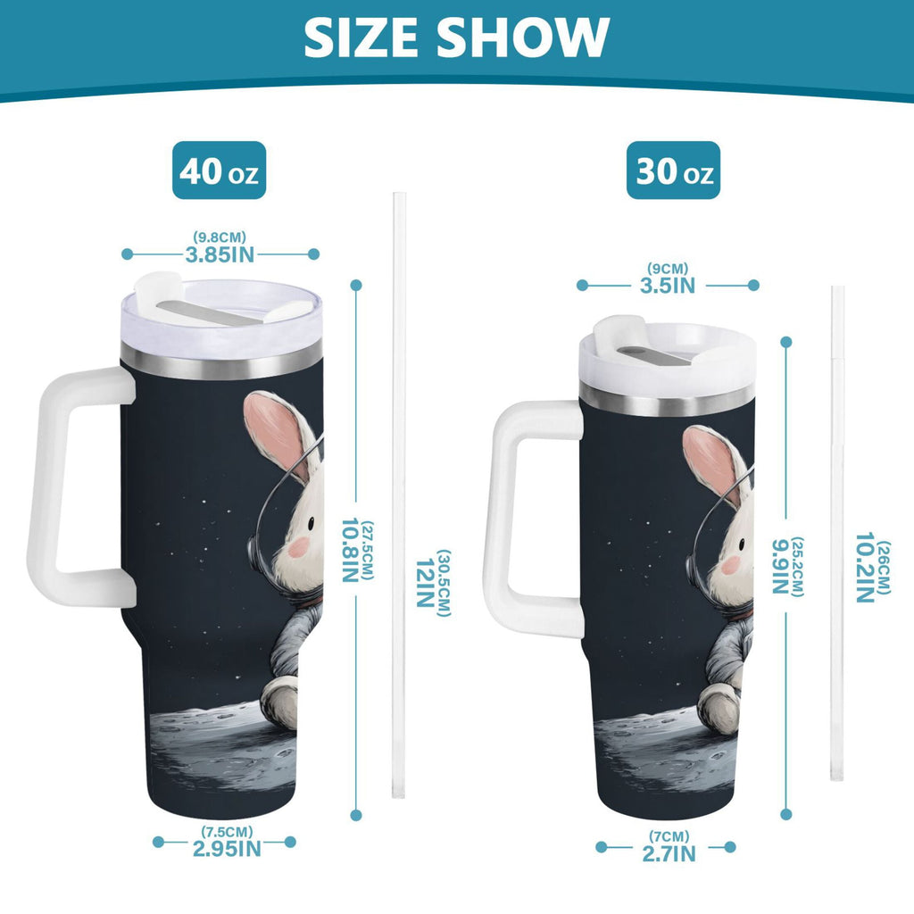 40 oz Insulated Stainless Steel Tumbler Double Wall Stainless Steel Tumbler with 2-Way Drinking Rabbit in A Space - Pick 701