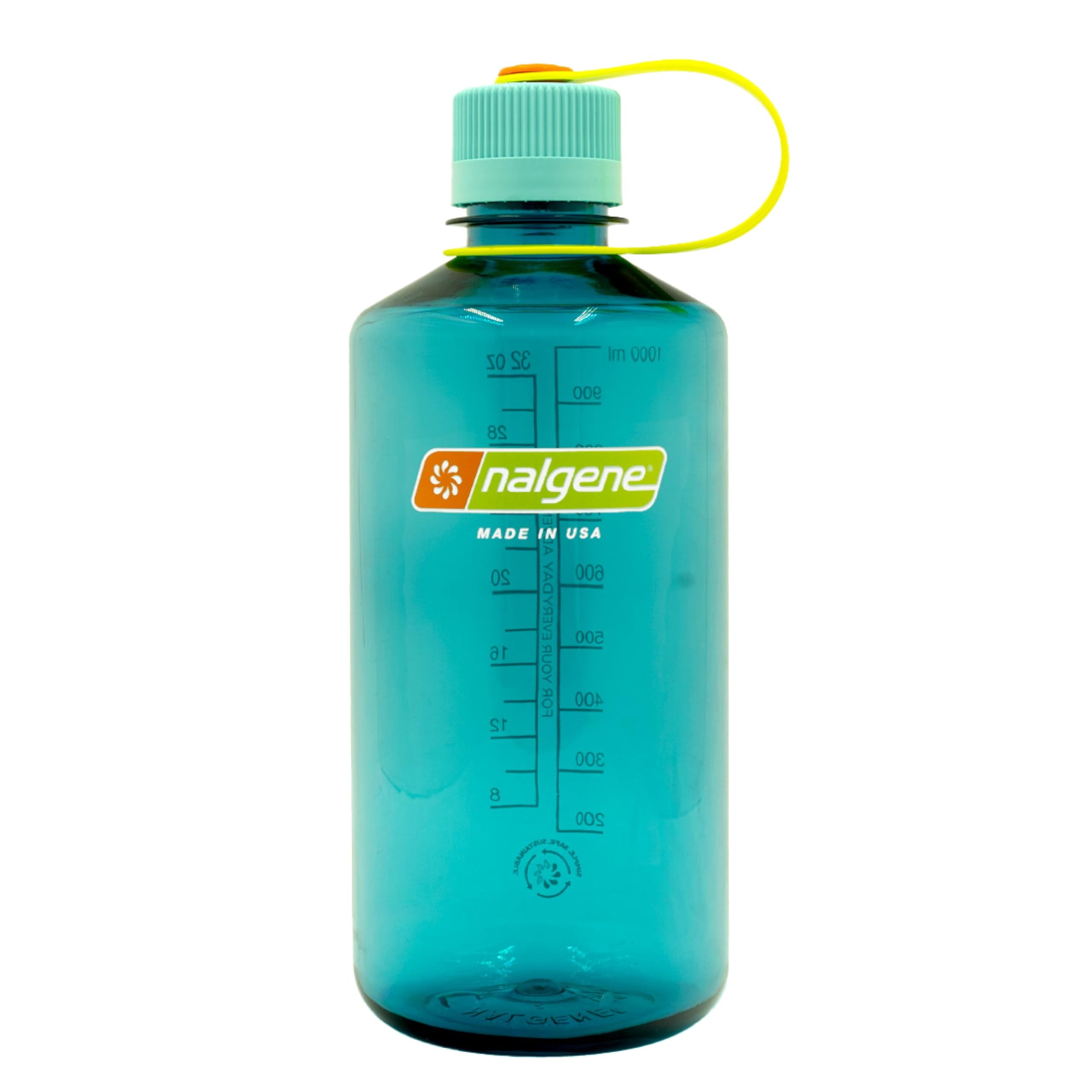 Nalgene Sustain Tritan BPA-Free Water Bottle Made with Material Derived from 50% Plastic Waste (using ISCC certified mass balance), 32 OZ, Narrow Mouth, Cerulean - Pick 291