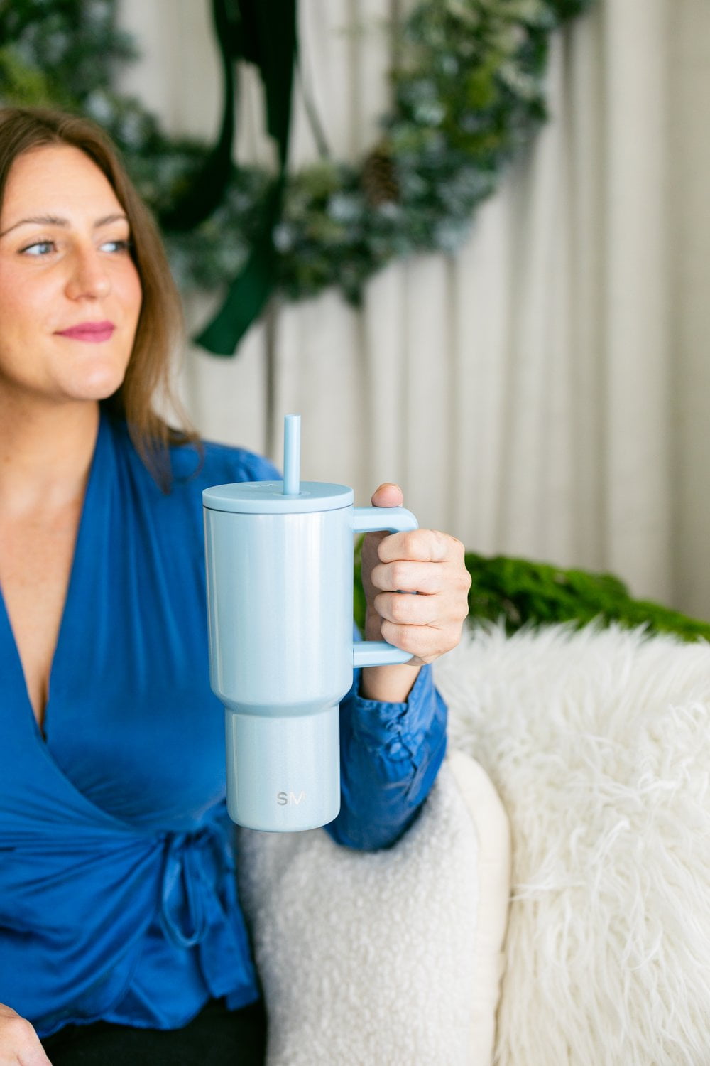 Simple Modern 30 fl oz Insulated Stainless Steel Trek Tumbler with Straw Lid | Seaglass Sage and Cream Checkmate - Pick 125
