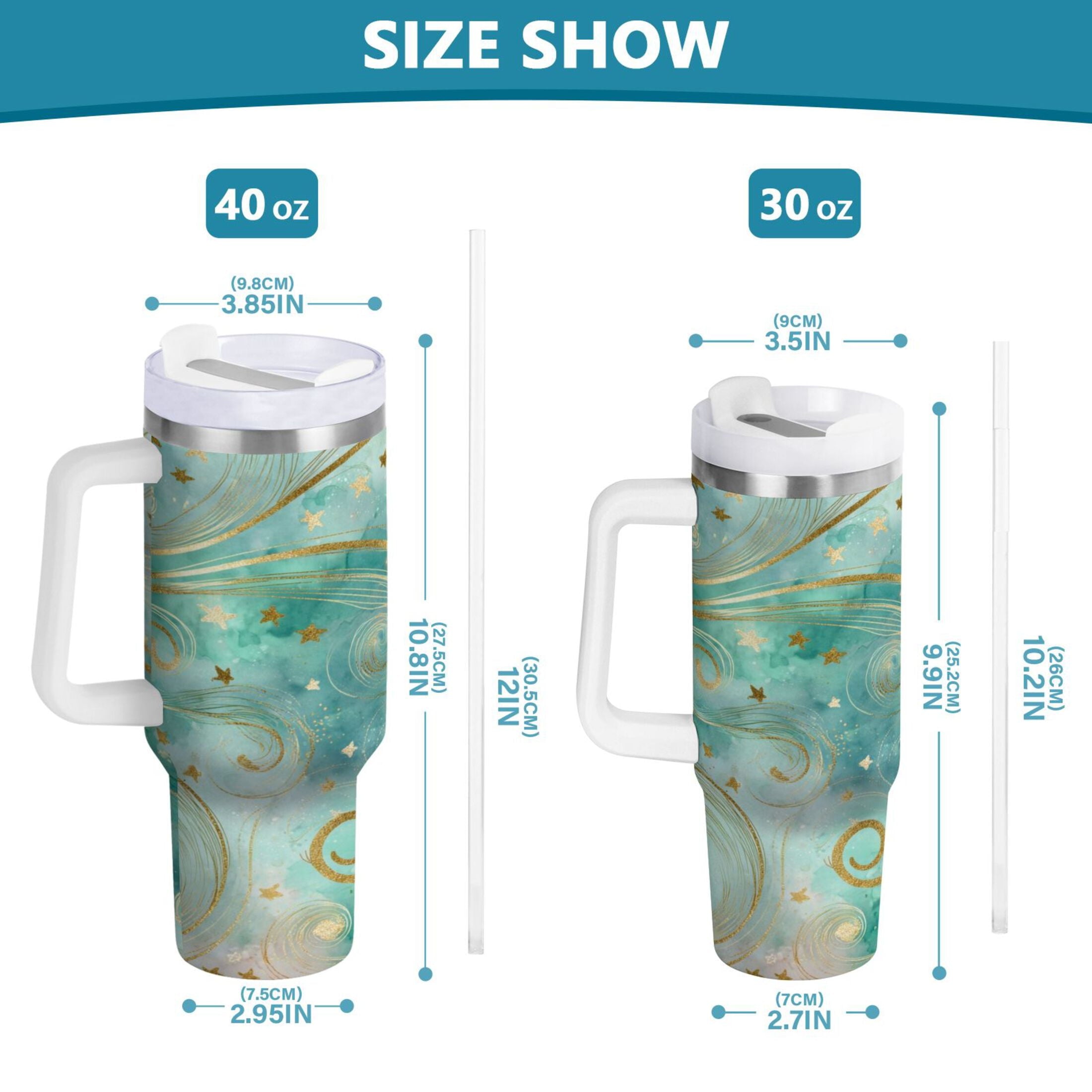 30 oz Insulated Stainless Steel Tumbler Double Wall Stainless Steel Tumbler with 2-Way Drinking Beautiful Swirling Lines - Pick 176
