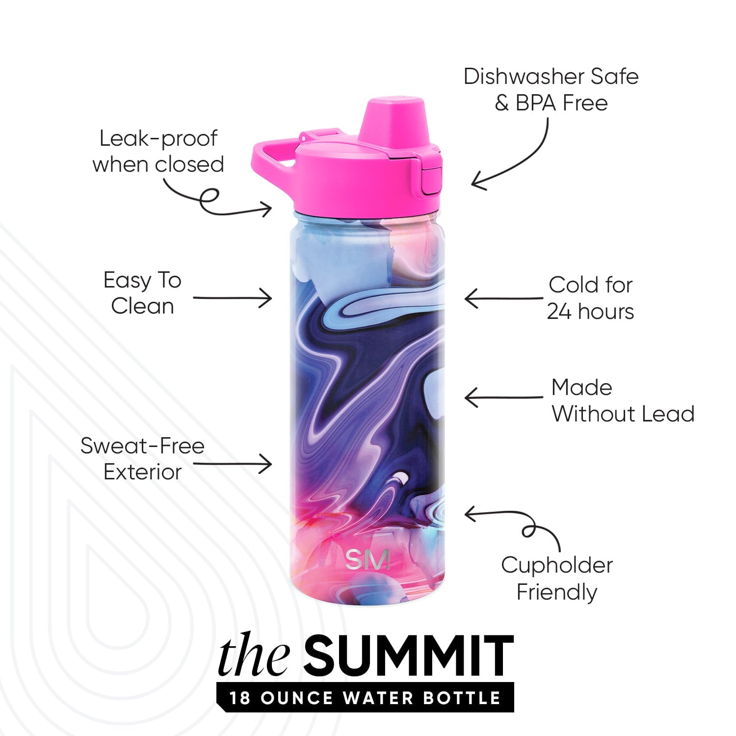 Simple Modern 18 fl oz Insulated Stainless Steel Summit Water Bottle with Covered Silicone Straw Lid | Dreamcicle - Pick 143