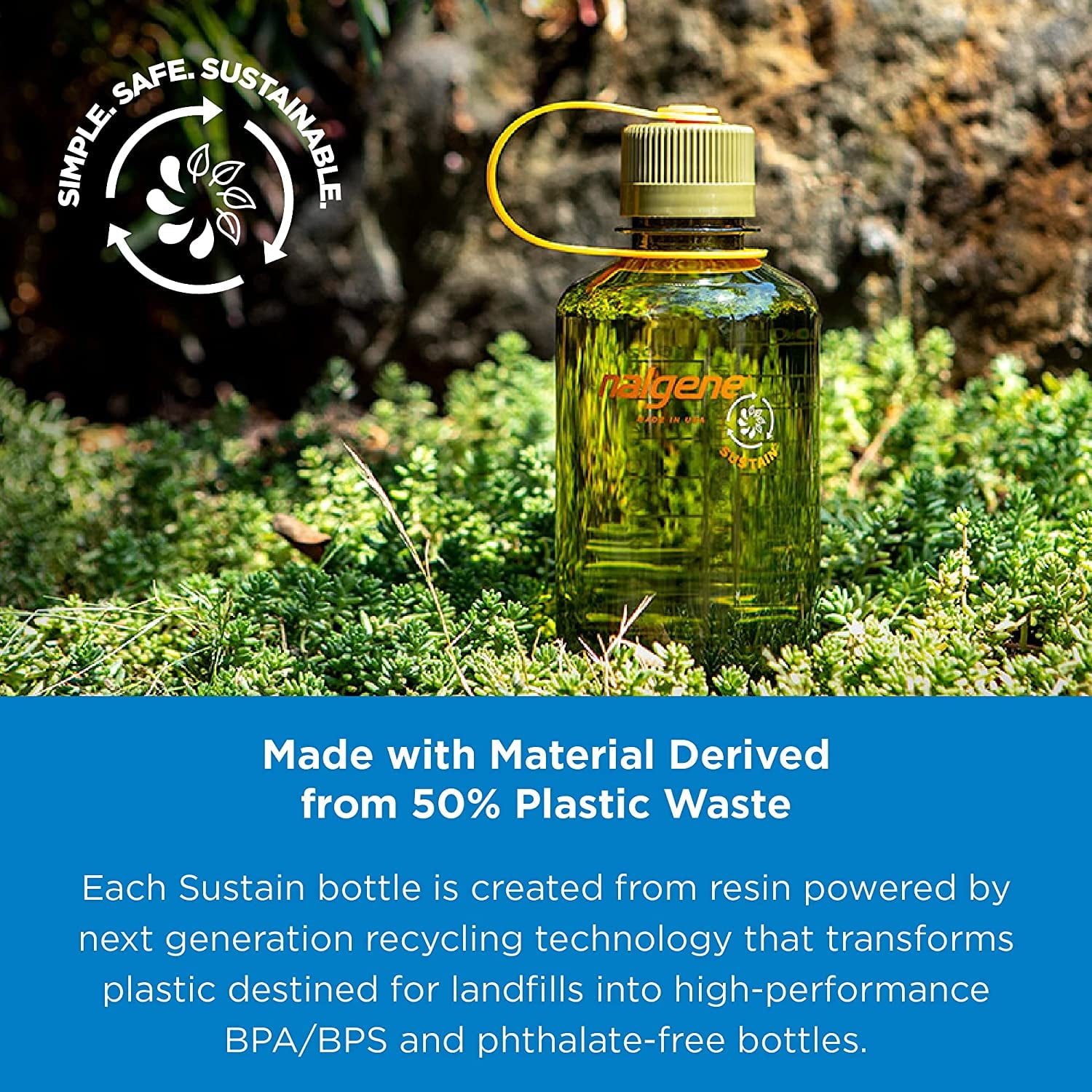 Nalgene Sustain 16 oz. Narrow Mouth Water Bottle - Cornflower Blue - Pick 568