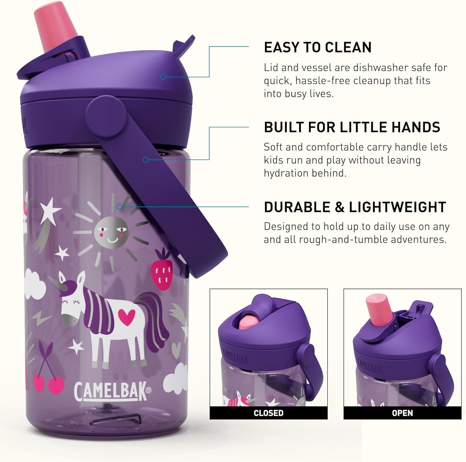 Camelbak Thrive™ Flip Straw Kids 14oz Bottle, Unicorn Party - Pick 410