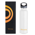 LIFE'S EASY 20 oz. Sports Insulated Water Bottle with Lid. Stainless Steel Vacuum Double Wall Thermo for Modern Hot and Cold Drinks, Simple Metal Hydro Canteen for Travel Men and Women (White) - Pick 974