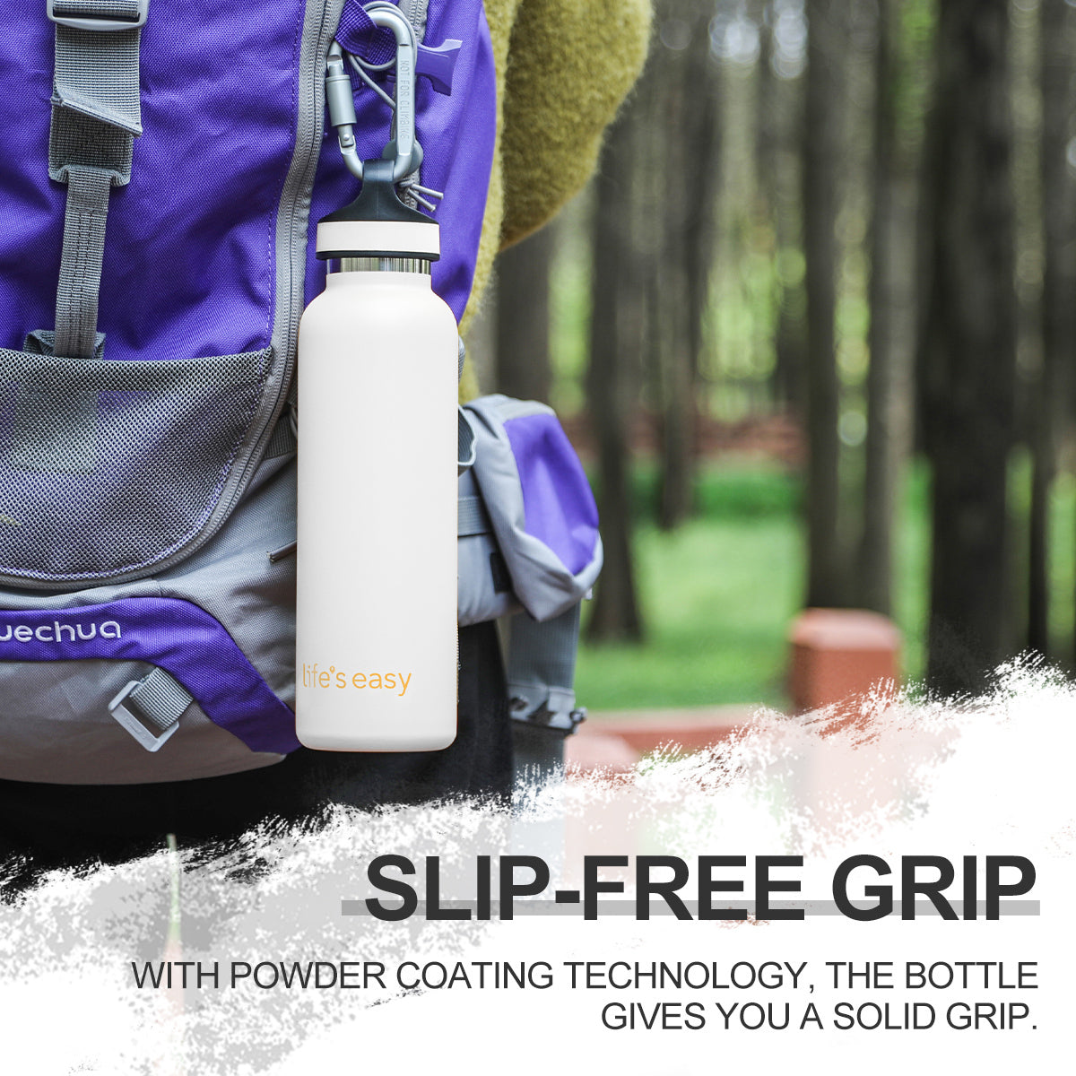 LIFE'S EASY 20 oz. Sports Insulated Water Bottle with Lid. Stainless Steel Vacuum Double Wall Thermo for Modern Hot and Cold Drinks, Simple Metal Hydro Canteen for Travel Men and Women (White) - Pick 974