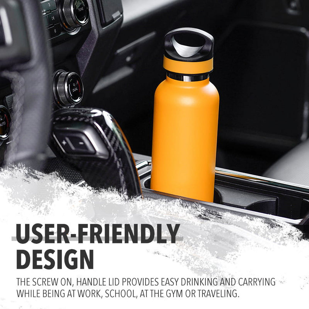 LIFE'S EASY 20 oz. Sports Insulated Water Bottle with Lid. Stainless Steel Vacuum Double Wall Thermo for Modern Hot and Cold Drinks, Simple Metal Hydro Canteen for Travel Men and Women (White) - Pick 974