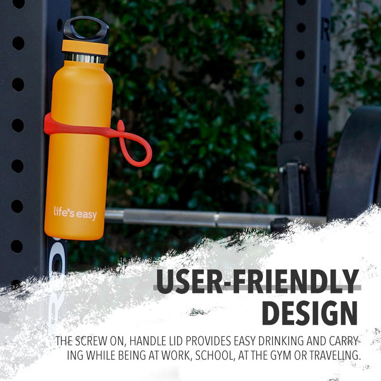 LIFE'S EASY 20 oz. Sports Insulated Water Bottle with Lid. Stainless Steel Vacuum Double Wall Thermo for Modern Hot and Cold Drinks, Simple Metal Hydro Canteen for Travel Men and Women (White) - Pick 974